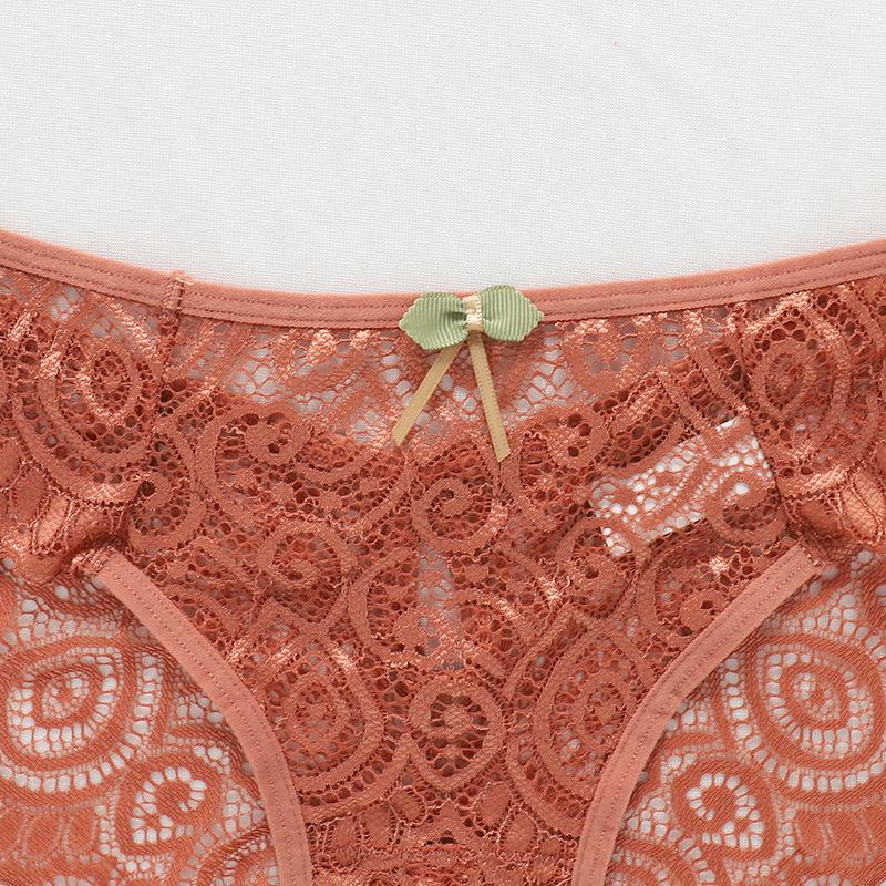 Women Panties 2pcsset Sexy Cinoon Lace Underwear Lowwaist Briefs Hollow Out G String Underpant Transparent Female Lingerie
