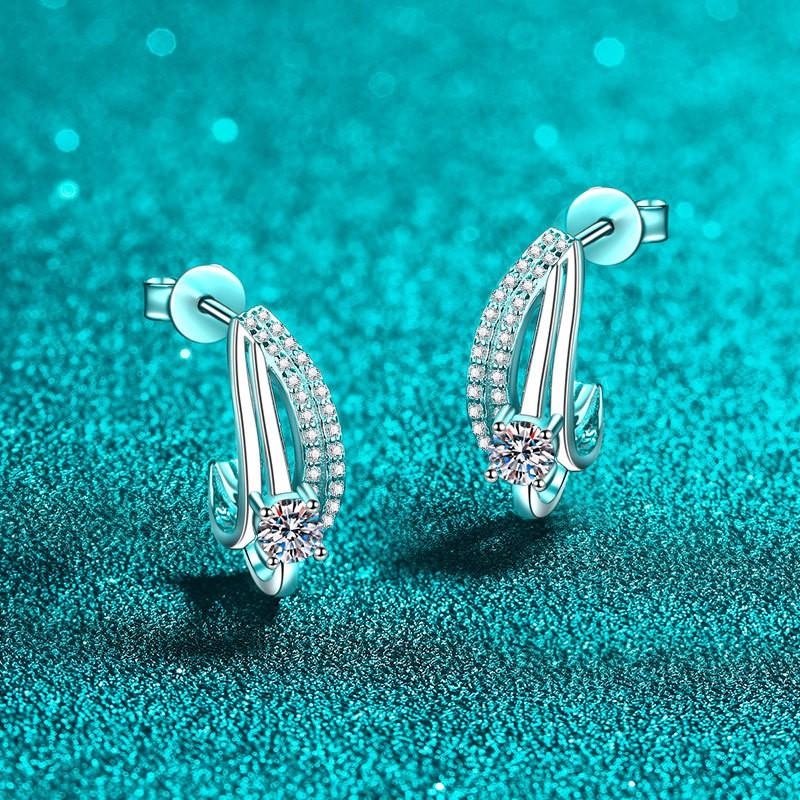 Sterling Double Layer Earrings Women With Moissanite Zircon Minimalist Chic Design 2025