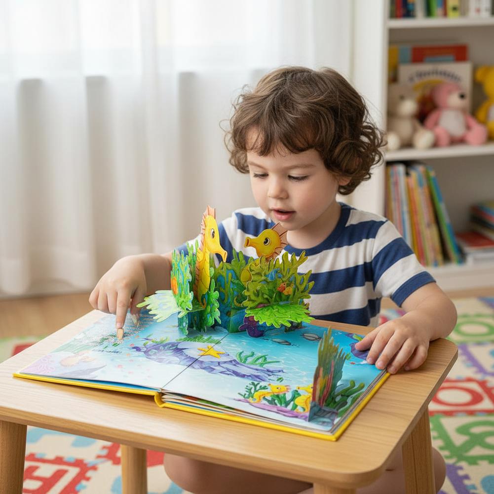 Детские Детские Детские Детские Интересные 3D Книги Для Друзей Животных, 3D Перелистывающиеся Книги Для Развития Головоломками Чтение Перед Сном Животная Тема J0c9