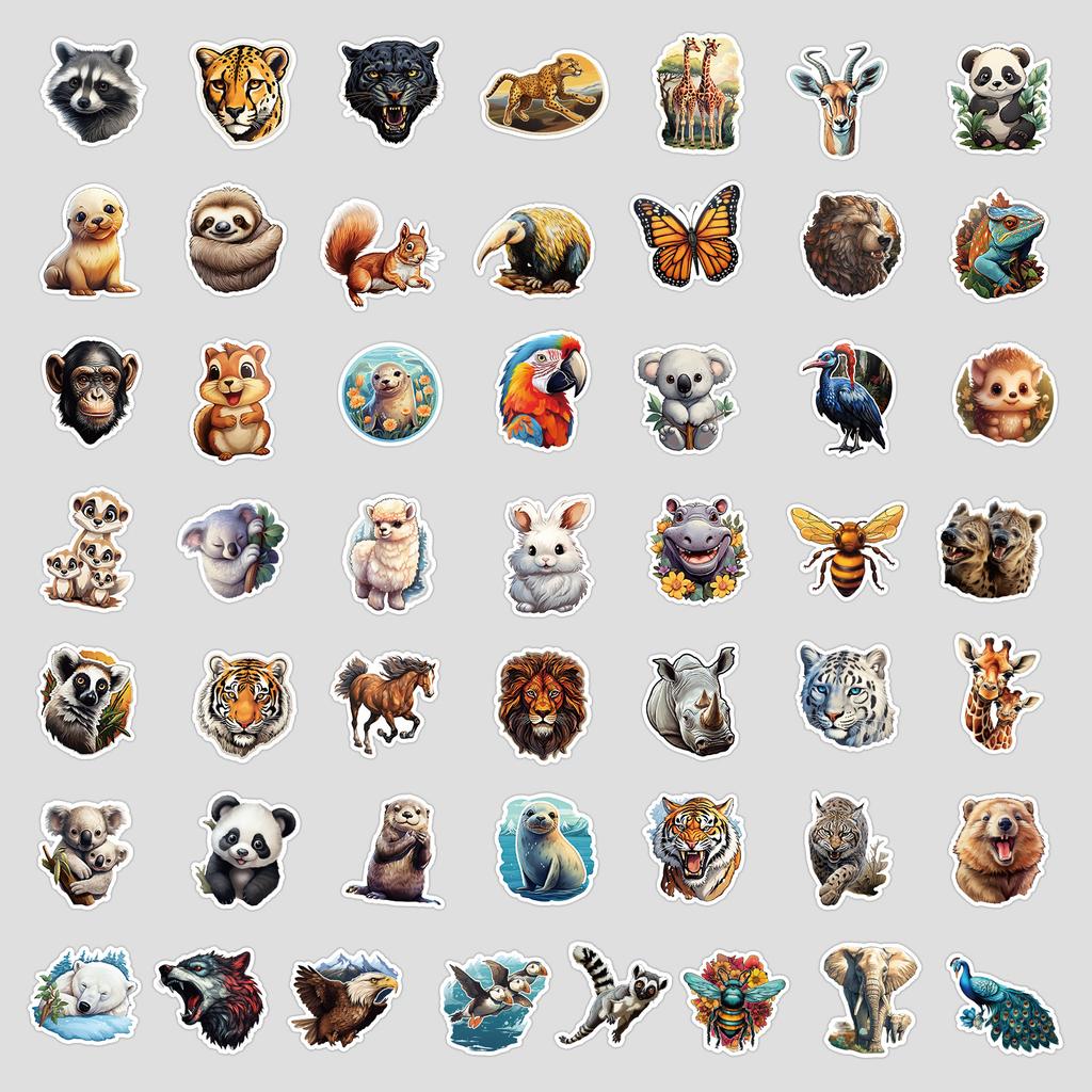50 Woodland Animal Series Graffiti Stickers DIY Cute Stationery Stickers Water Cup Computer Decoration Stickers
