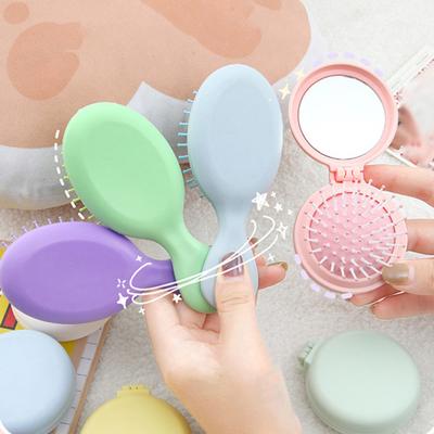 Расческа Yousheng Air Cushion Comb, симпатичная, карамельного цвета, портативная складная расческа с зеркалом, нежный массаж для предотвращения спутывания волос