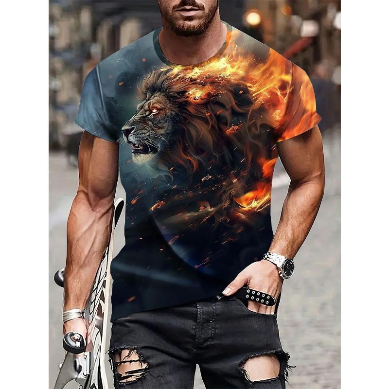 Men's T-Shirt Artistic Color Entertainment Game Controller Pattern Splicing 3D Printed Casual Short Sleeved Fashionable Clothes
