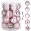 Boules De Noël - SPRINGOS - 20 Pcs - Ø 4 Cm - Plastique - Rose - Brillantes Et Mates
