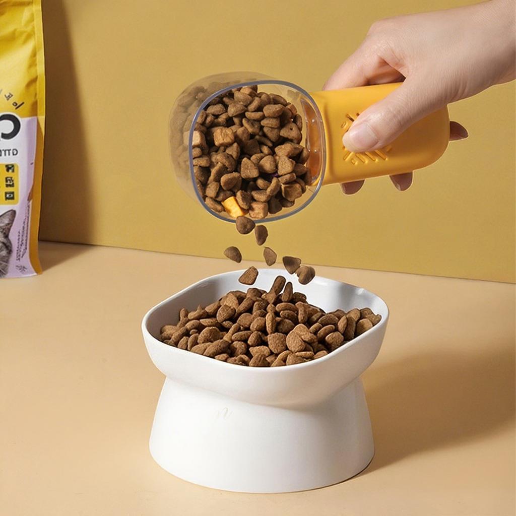 Мерная ложка для домашних животных, Многофункциональная ложка для риса с прозрачным стаканом, Мерная ложка для кошачьего корма с мерной шкалой