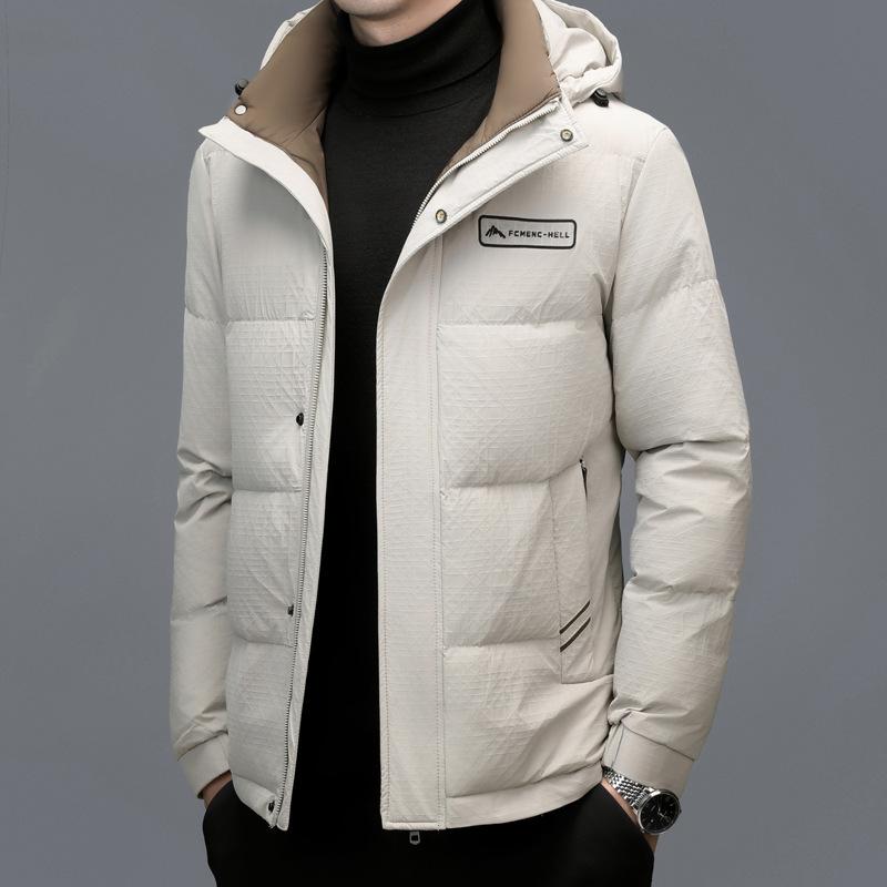 Winter New Middle-aged and Elderly Down Jacket Men's Short Large Size White Duck Down Casual Thickened Coat Loose Cotton Jacket