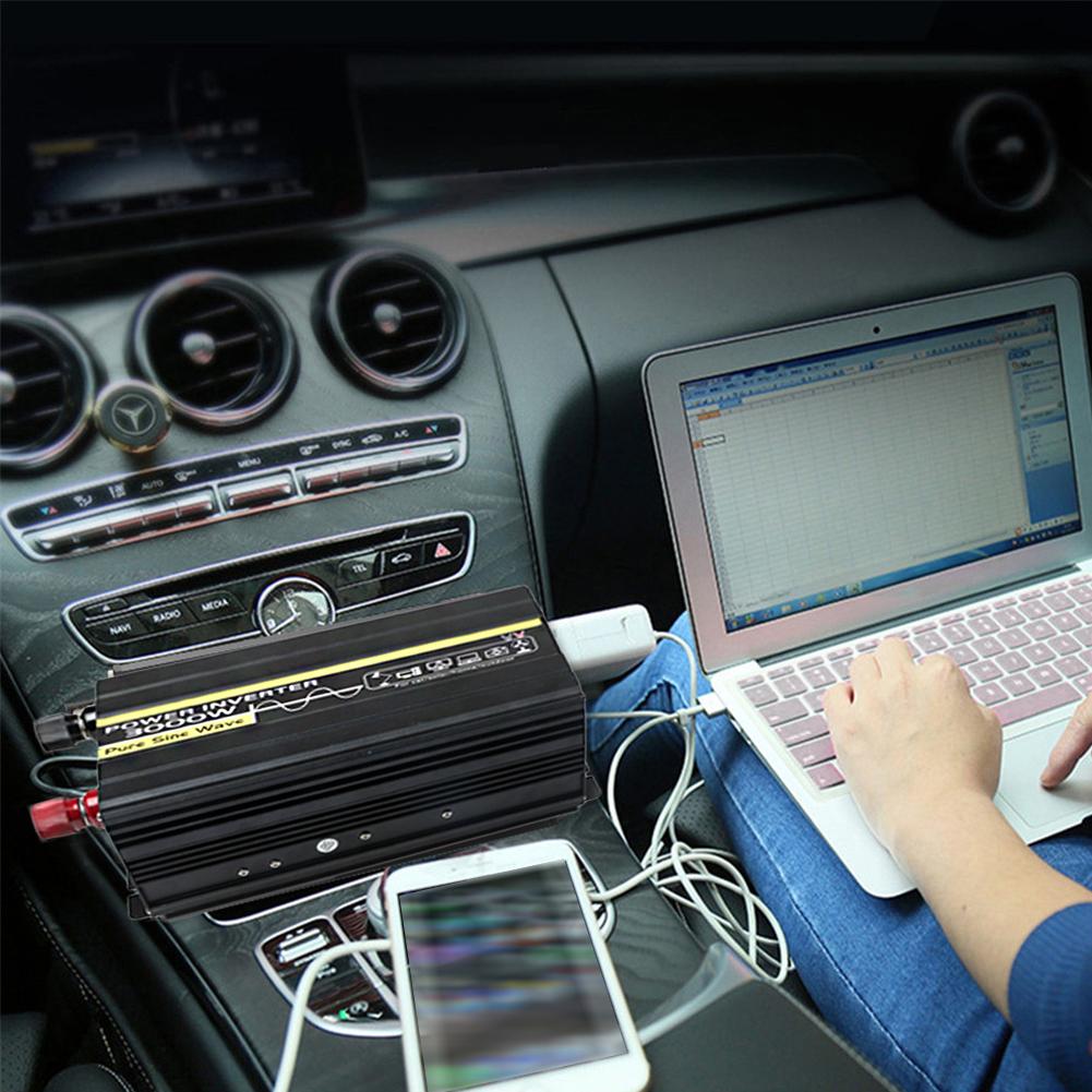 3000 Вт Чистый синусоидальный инвертор мощности Инвертор мощности волны DC12V/24V - 220V для солнечной системы/солнечной панели/дома/улицы/автодома/кемпинга