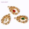 14.5mm*23mm 18K Gold Plated Brass Hollow Droplet Charms Pendant,With Zircon Pendants For Jewelry Makin,DIY Earring Accessories