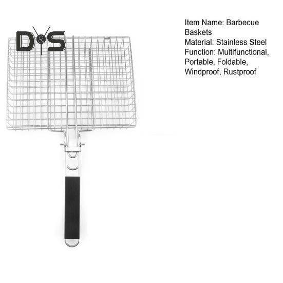 Корзина для гриля для рыбы и овощей, корзина для гриля из нержавеющей стали, переносная складная подставка для гриля для кемпинга и барбекю, для рыбы, овощей, креветок