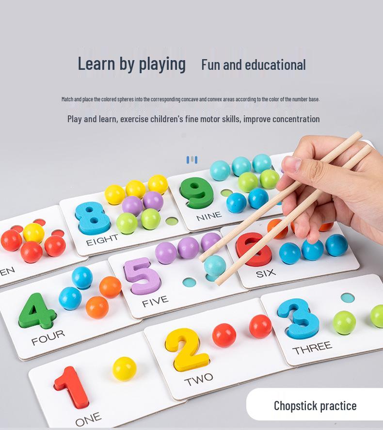 Montessori Educational Number Clip Beads - Early Math Color Matching Puzzle for Kids