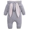 Baby 3d Rabbit Ear Long Romper Cute Long Sleeve Hoodie Jumpsuits Toddler Winter Warm Outwear