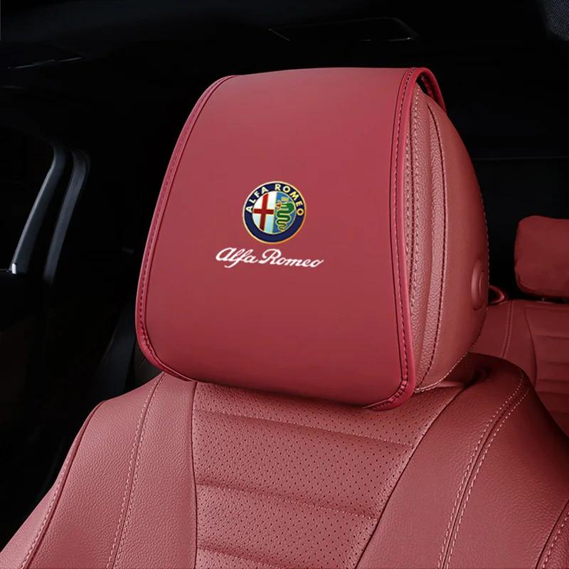 Hub Caps Leather Car Pillowcase Car Supplies Headrest Cover For Alfa Romeo 4C 159 Spider Giulia Giulietta 156 Anti Fouling Decor XGHIJ1