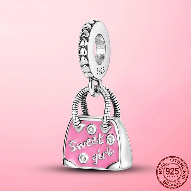 New 925 Sterling Silver Red Enamel High Heels Shoes Dangle Charm Fit Fashion Bracelet Necklace Original Jewelry Making