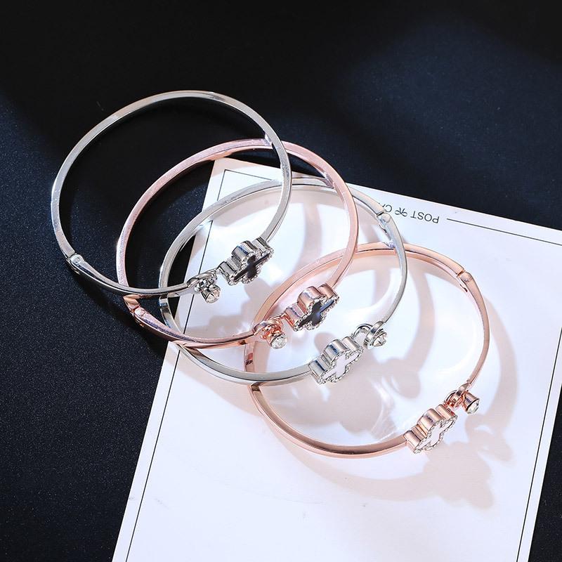 Модный браслет Lucky Clover из розового золота, экологически чистый браслет, ювелирные изделия, женский открытый регулируемый браслет