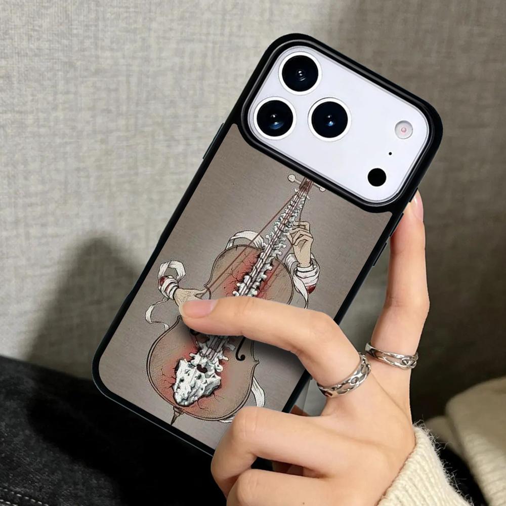 Capa Case for iPhone 17 Air 16 Pro Max 15 Plus 11 13 Mini 14 12 Back Phone Cover Gothic Girl Violin Watercolor