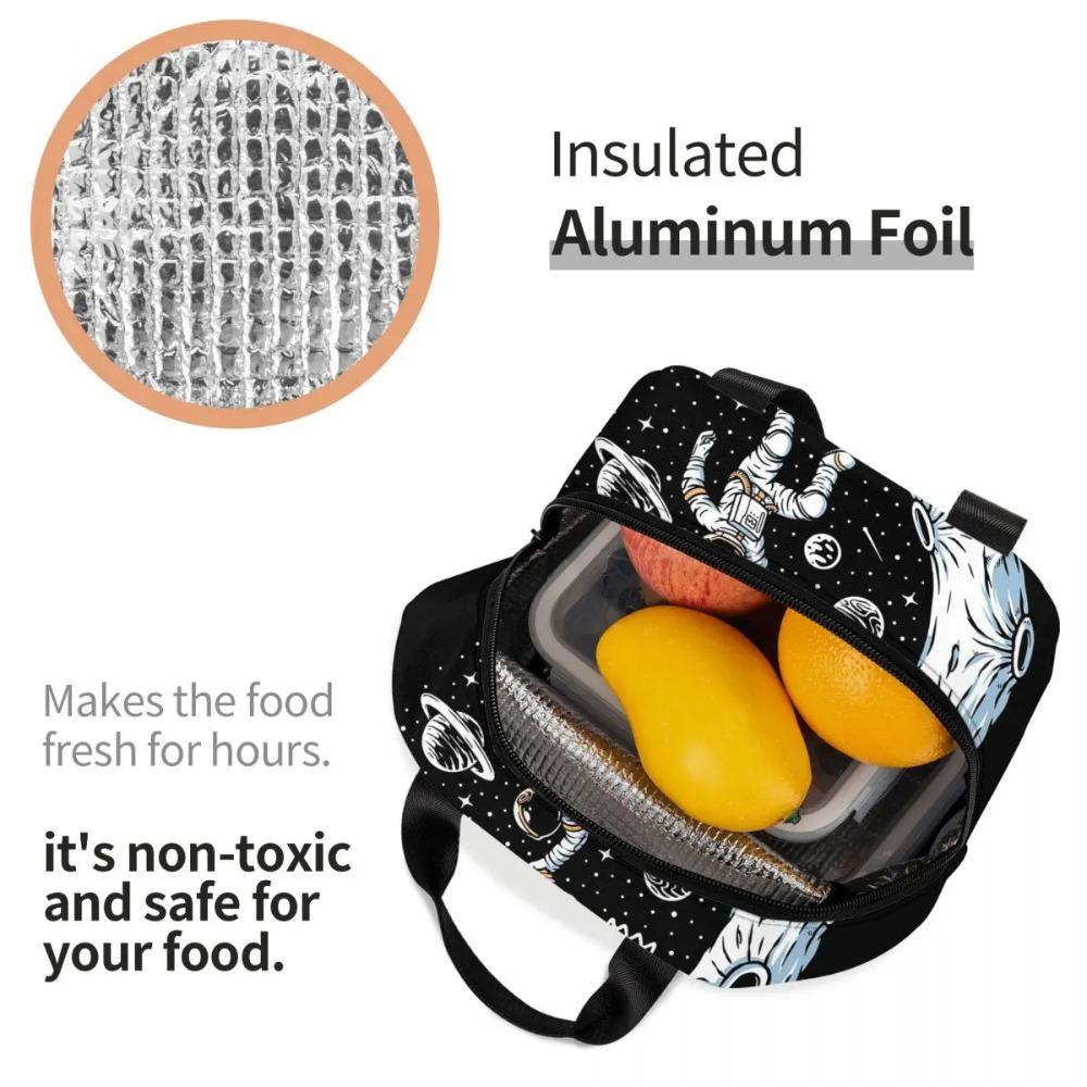 Astronaut Playing Basketball In Space Insulated Lunch Bag for Women Children Leakproof Food Boxes Thermal Lunch Box Tote