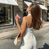Сексуальный однотонный топ-майка на бретельках-завязках для женщин, весна/лето 2026 - Универсальный стиль BM