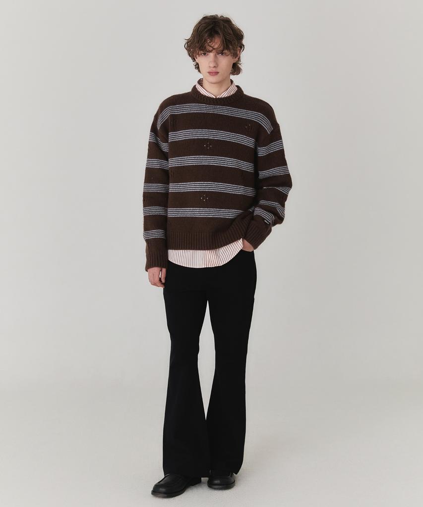 KINETO Breeze Stripe Wool Sweater_Brown