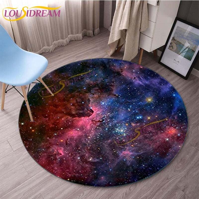 Earth Grey Moon Round Gaming Mat Bird Cartoon Printed Round Mat Milky Way Galaxy Chair Round Mats Round Carpets for Living Room
