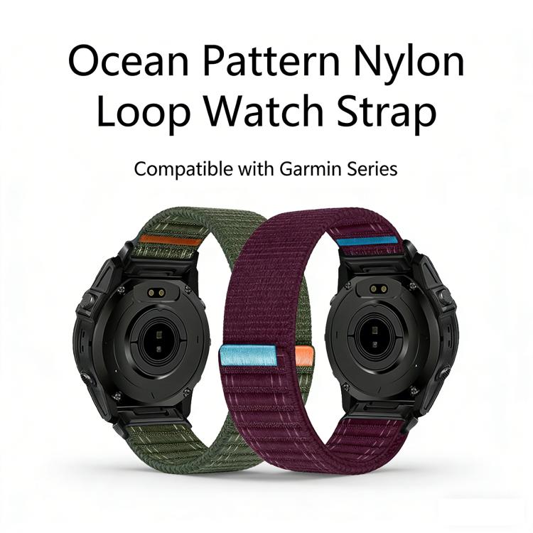 Wave Texture Nylon Hook‑and‑Loop Quick Release Replacement Watch Band Strap For Garmin 22mm