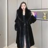 Imitation Mink Fur Coat Women's Imitation Fox Fur Collar Mink Fleece Mid-length Fur Coat