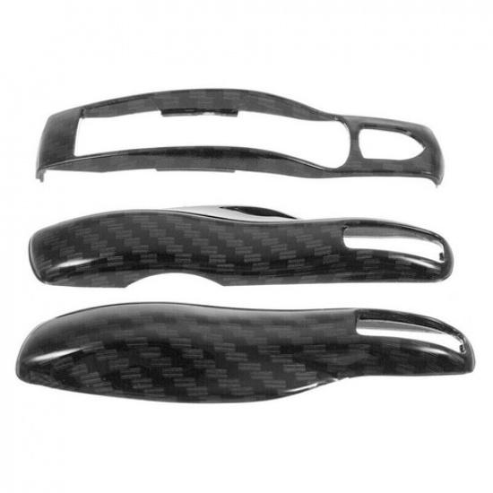 3Pcs Carbon Fiber Remote Key Cover Case For Porsche Panamera Cayenne Macan