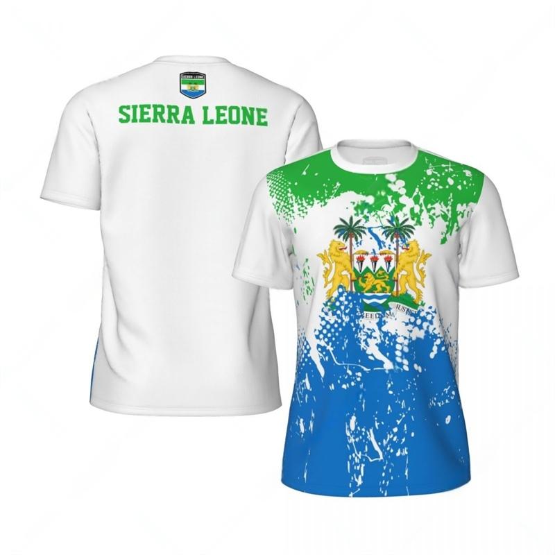 Fashion Sierra Leone Flag Graphic Football T Shirts For Summer Sports 3D National Emblem Printed T-shirts Loose Casual Tees