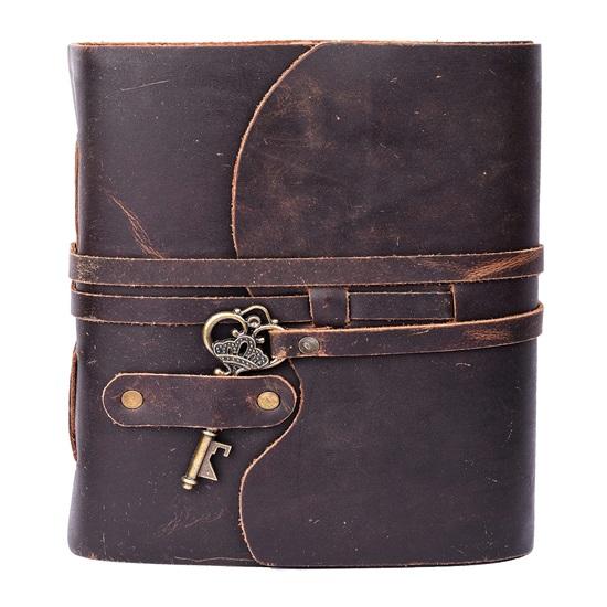 Винтажный кожаный дневник ручной работы из 200 старинных цветных страниц ручной работы с антикварной застежкой-ключом