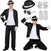 Косплей Майкла Джексона Мужской 80-е Ретро Блестки Танцевальный MJ Костюмы Сценический Наряд С Шляпой Солнцезащитными Очками И Перчатками Для Хэллоуина