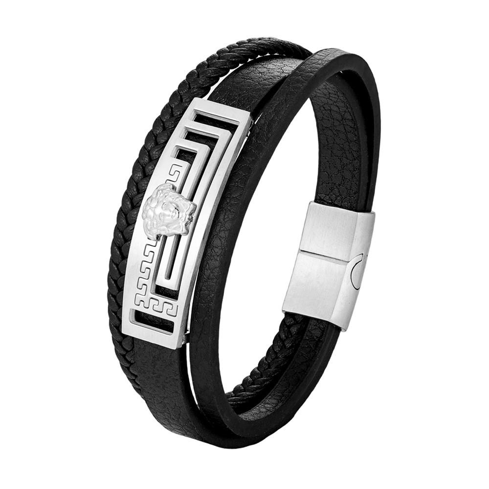 2026 Модный многослойный браслет из натуральной кожи с узором Великой стены, ретро-браслет из кожаной веревки в европейском и американском этническом стиле