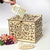 Wooden Elegant Wedding Cards Box Hollow Out Wedding Money Box with Lock for Romantic Wedding