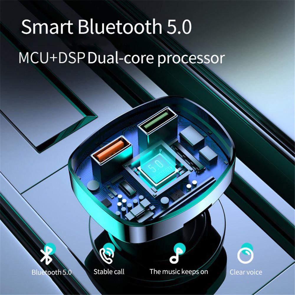 Автомобильный Bluetooth FM-передатчик Dual USB 3.1A TypeC PD Быстрое зарядное устройство Прикуриватель Радио MP3-плеер Музыкальный плеер Handfree Call Автомобильный комплект с цветным рассеянным освещением