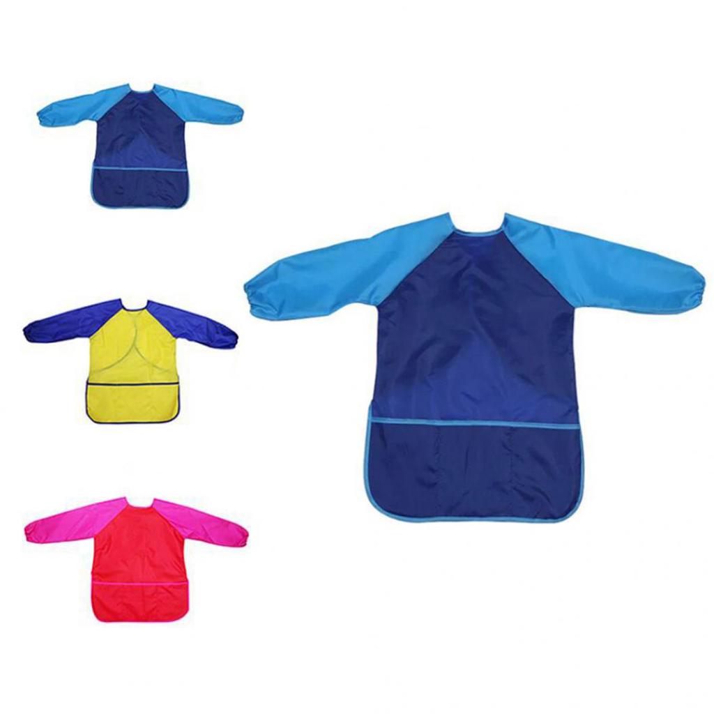 Waterproof Children Long Sleeve Painting Feeding Clothes Smock Saliva Burp Apron