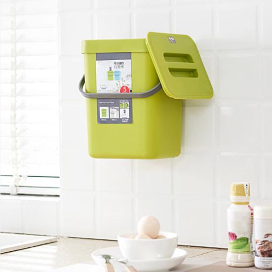 Kitchen Trash Can Hanging Organic Waste Bin Large Capacity Compact Design Bathroom Garbage Bin Container with Lid