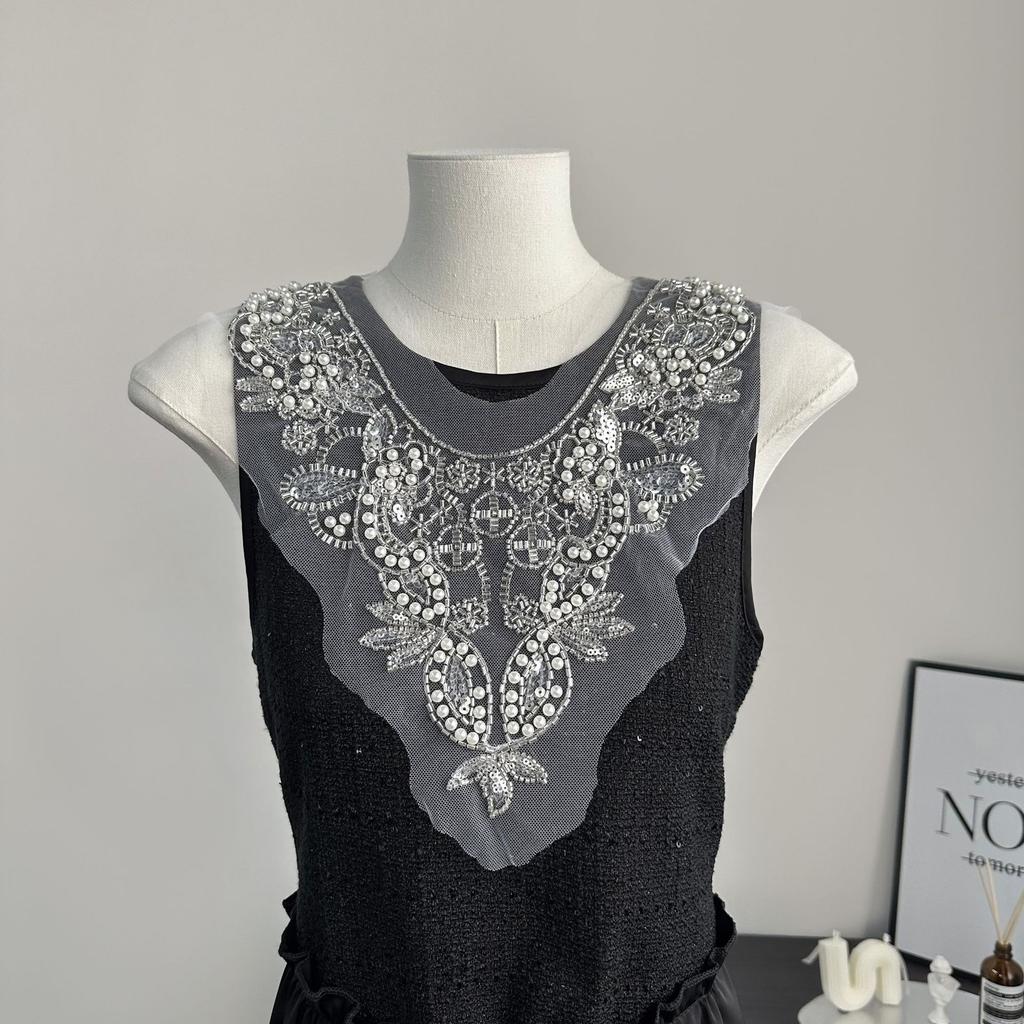 Diy Dress Collar Flower Heavy Industry Beads Bead Tube Sequins Flower Lace Collar Embroidered Beads Clothing Accessories