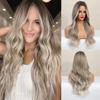 Синтетические кружевные парики для женщин, светлые кружевные парики с омбре, объемная волна, 26 дюймов, длинные волнистые парики для косплея, Т-образный кружевной парик, термостойкий