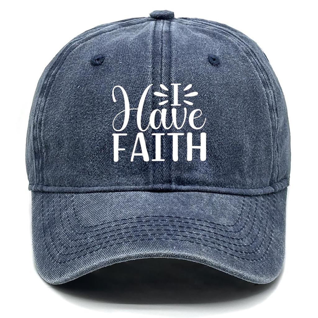 I HAVE FAITH" Print Snapback Sun Hat, Trucker Hat Solid Color Lightweight Fit Sun Protection Adjustable Baseball Hat