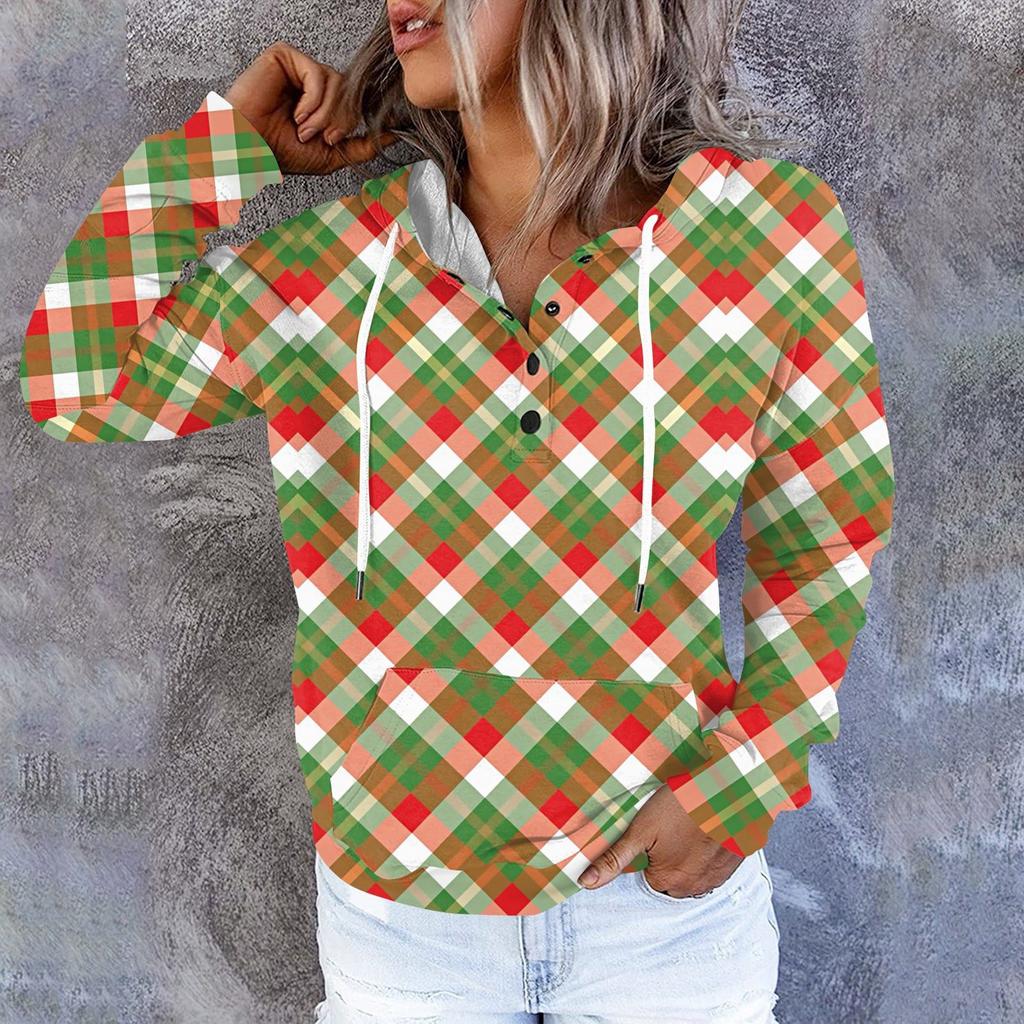 Женские повседневные модные принты с длинным рукавом на пуговицах пуловеры с капюшоном толстовки