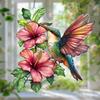 Acrylic Colorful Hummingbird Sun Catcher Hanging Pendant with Lanyard Easy To Install Bird Window Crafts Hanging Decor