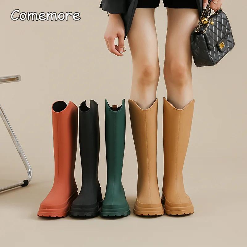 Fashion Comemore Tall Non-slip Rain Shoes Adult Women's Rain Boots Outside Rubber Long Water Shoe Fishing Water Boot Camping Platform 41