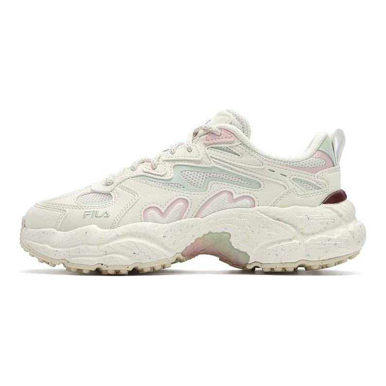 FILA Fern Sneakers Textile, Synthetic Leather Height Increasing Low top Chunky Sneakers Women's Ivory White F12W411116FTS