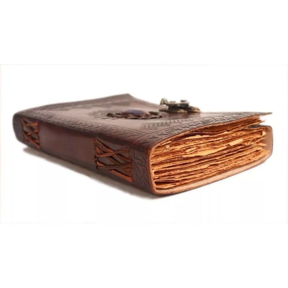 Винтажный кожаный журнал с полудрагоценными камнями-ведьмин журнал для мужчин и женщин