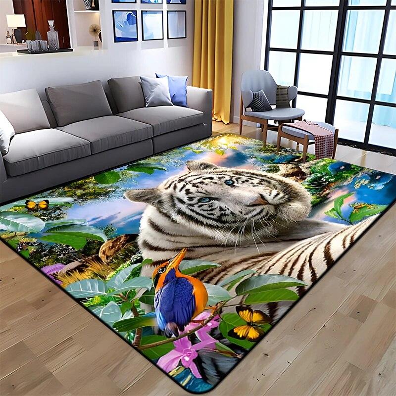 3D Printing Tiger Beauty Printed Carpet for Living Room Non-Slip Area Rug Bedroom Modern Home Decoration Yoga Mat Dropshipping