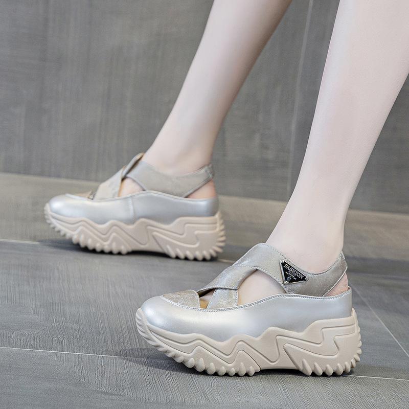 Daddy Shoes женские летние 2025 новые сандалии Baotou Hollow женские универсальные на толстой подошве модные повседневные дышащие женские туфли Tide