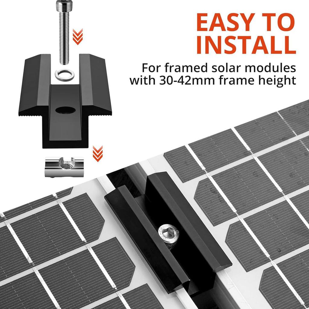 Pack of 20 Solars Panel Mounting Clamps Set Brackets With Screws Accessory for Balconies Power Stations Roof Camping