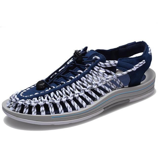 Summer Men's Casual Beach Shoes Knitted Sandals Couple Sandals Roman Sandals Outdoor Hollow-out Large Size Hiking Shoes