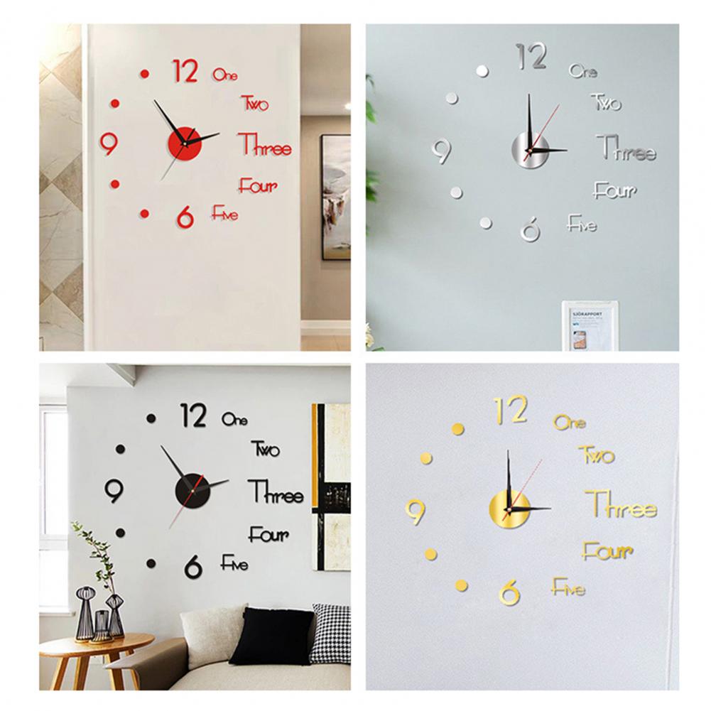3D DIY Wall Clock Simple Installation Quiet Wall Clock Battery-Powered Modern Nordic Wall Clock for Living Room Bedroom