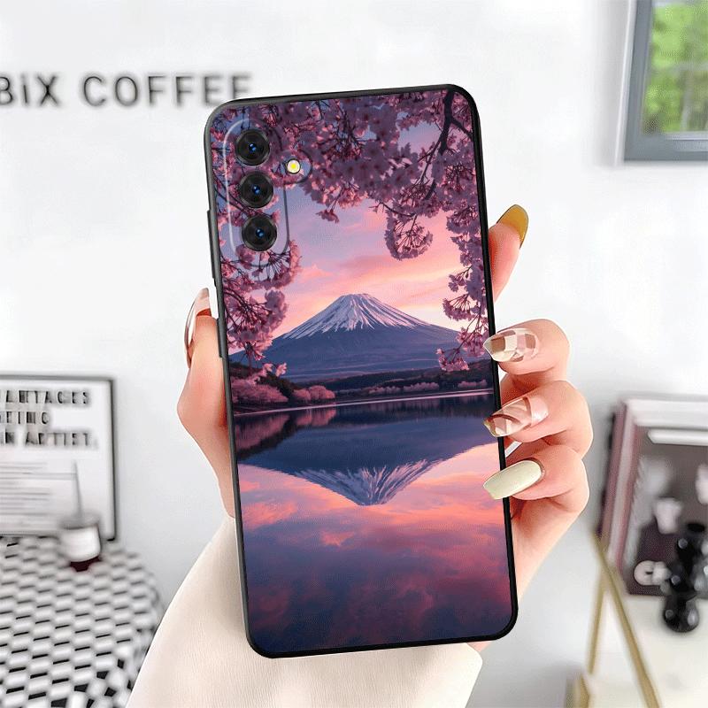 Японский Розовый Вишневый Гора Фудзи Мягкий Чехол для Телефона для Samsung A17 A37 A57 A16 A26 A36 A56 A15 A25 A35 A55 A14 A24 A34 A54 A13 A23