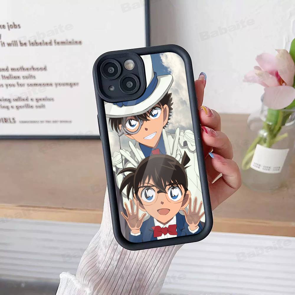 Детектив Конан МУЛЬТФИЛЬМ Для IPhone 17 Pro Max 16 15 14 13 12 11 Plus Черный Мягкий Чехол для Телефона