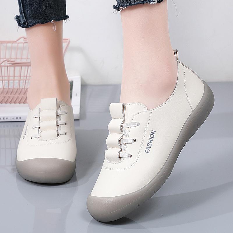 Женские туфли на плоской подошве, мягкие, повседневные, элегантные, студенческие, черные, кожаные мокасины, большой размер