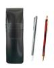 Slim Cowhide Pencil Case Metal Indicator Stick and SD Marble All Metal Notebook Ballpoint Pen Red Black, Pattern, Set, ASB-701S-SDMB-R